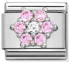 Nomination Italy Link 330322/03 SYMBOLS steel,Cz  silver 925 RICH  PINK & WHITE flower