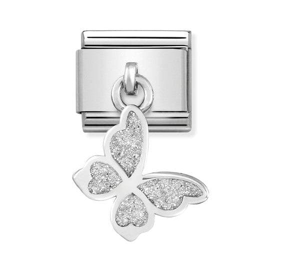 Nomination Italy - Classic Sterling Silver & Enamel Pendant - Glitter Butterfly Charm