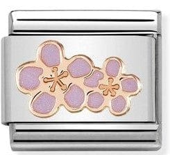Nomination Italy Link 430202/03 Classic S/steel, enamel & Bonded Rose Gold Peach flowers
