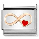Nomination Italy Link 430202/12 Classic ,S/steel, enamel,Bonded Rose Gold Infinity Red Heart
