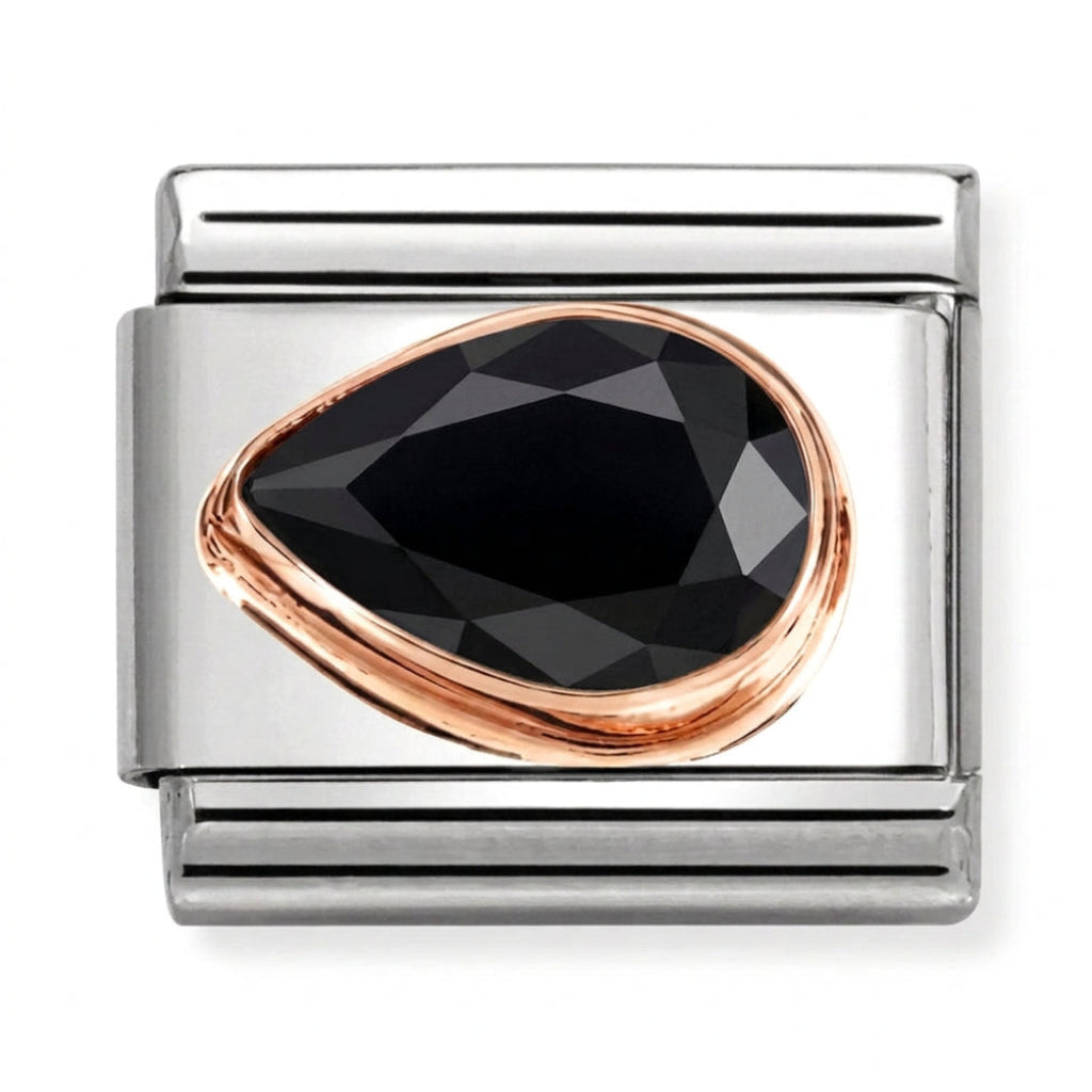 Nomination Italy Link 430605/011 Classic Black CZ. FACETED LEFT DROP, stainless  steel, 9k rose gold