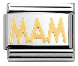 Nomination Italy Links 030107/22 Classic WRITING,S/Steel,bonded yellow gold MAM
