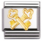 Nomination Italy Links 030122/16 Classic RELIEF,S/Steel,bonded yellow gold Keys (Italy)
