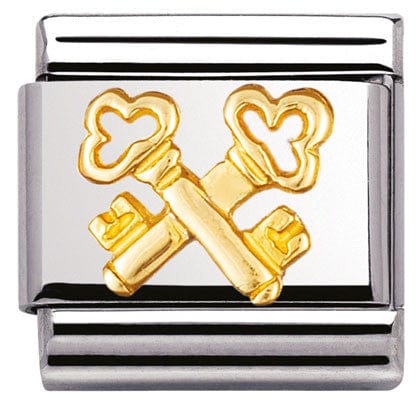 Nomination Italy Links 030122/16 Classic RELIEF,S/Steel,bonded yellow gold Keys (Italy)