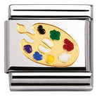 Nomination Italy Links 030208/04 Classic S/steel,enamel bonded yellow gold Artists palette