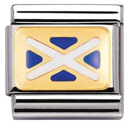 Nomination Italy Links 030234/07 Classic FLAG, s. steel,enamel,bonded yellow gold SCOTLAND