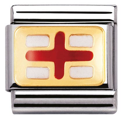 Nomination Italy Links 030234/08 Classic FLAG,S/steel,enamel,bonded yellow gold ENGLAND