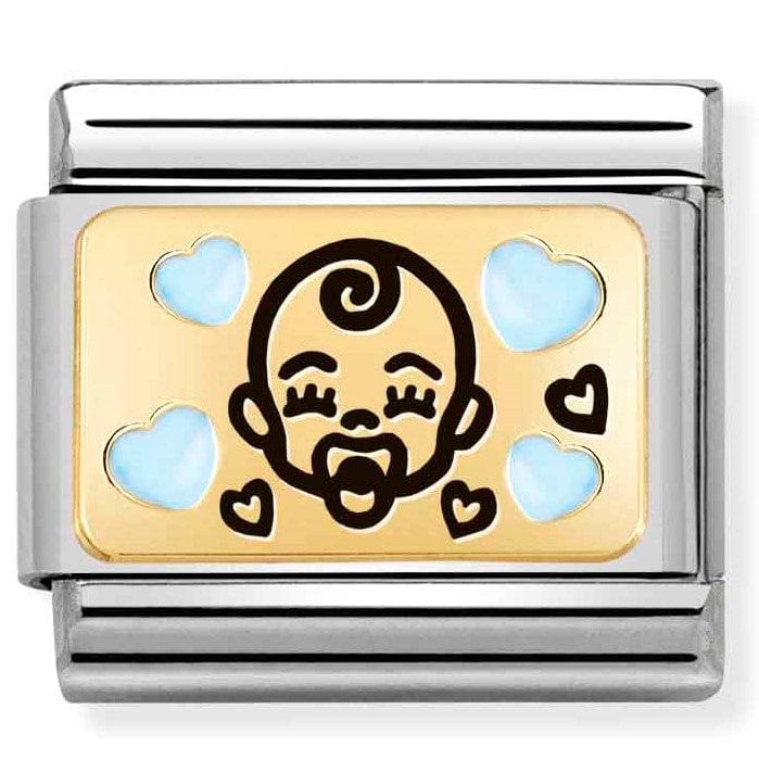 Nomination Italy Links 030289/02 Classic PLATES.St.steel, enamel,18k gold Blue baby