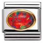 Nomination Italy Links 030502/08 Classic oval hard stones,S/Steel,Bonded Yellow Gold RED OPAL