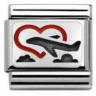 Nomination Italy Links 330208/02 CL OXIDIZED PLATES,steel,enamel,925 silver Heart with plane