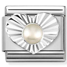 Nomination Italy Links 330508/13 Classic STONES, steel, DIAMOND HEART 925 silver WHITE PEARL
