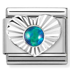 Nomination Italy Links 330508/26 Classic STONES, steel, DIAMOND HEART 925 silver Green Opal