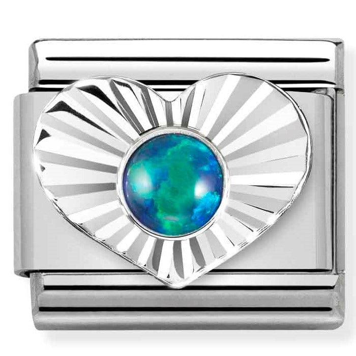 Nomination Italy Links 330508/26 Classic STONES, steel, DIAMOND HEART 925 silver Green Opal