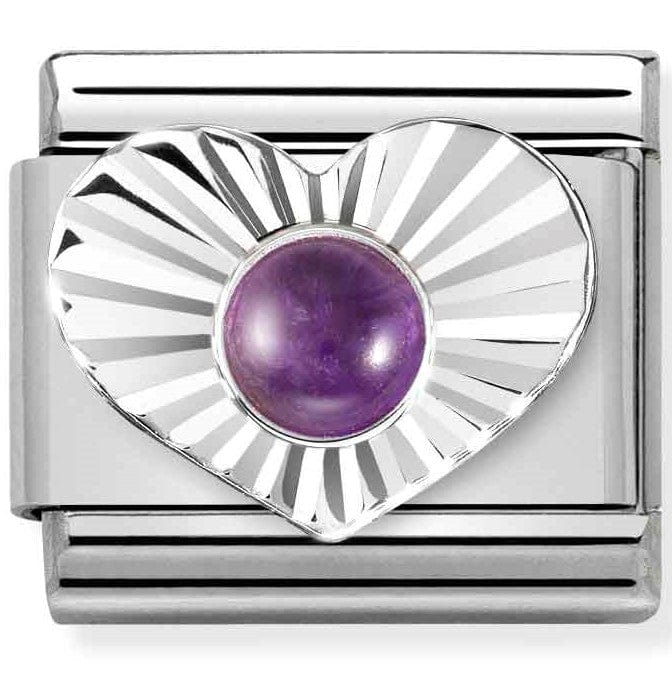 Nomination Italy Links 330508/35 Classic STONES, steel, DIAMOND HEART 925 silver AMETHYST