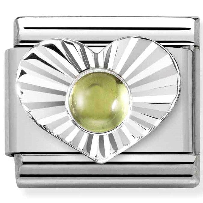 Nomination Italy Links 330508/36 Classic STONES, steel, DIAMOND HEART 925 silver PERIDOT