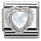 Nomination Italy Links 330603/010 Classic  HEART FACETED CZ,S/Steel,925 silver twisted setting White