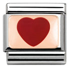 Nomination Italy Links 430201/14 Classic PLATES,S/Steel, Bonded Rose Gold,enamel  Red Heart
