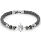 Nomination Italy Mens Bracelets ATLANTE Stones Edition bracelet in steel, leather and natural stones Wind rose-Grey Jasper