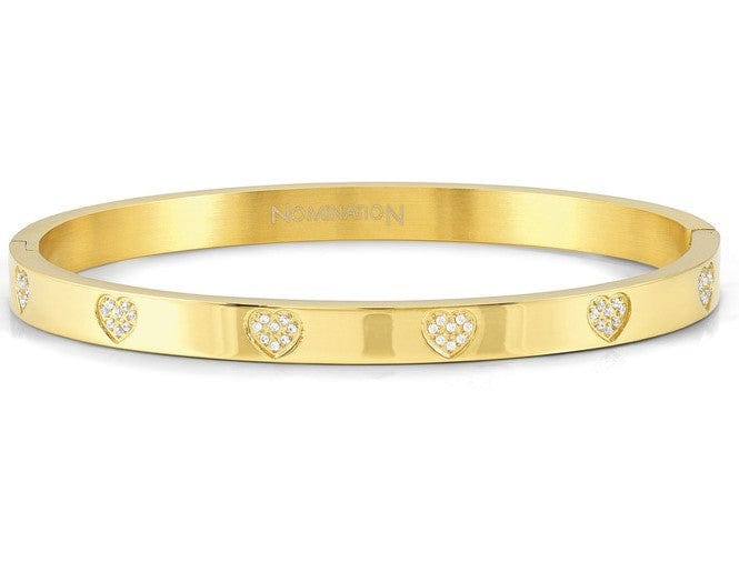 Nomination Italy PRETTY BANGLES bracelet, steel, cz PAVE MEDIUM SIZE Gold Heart