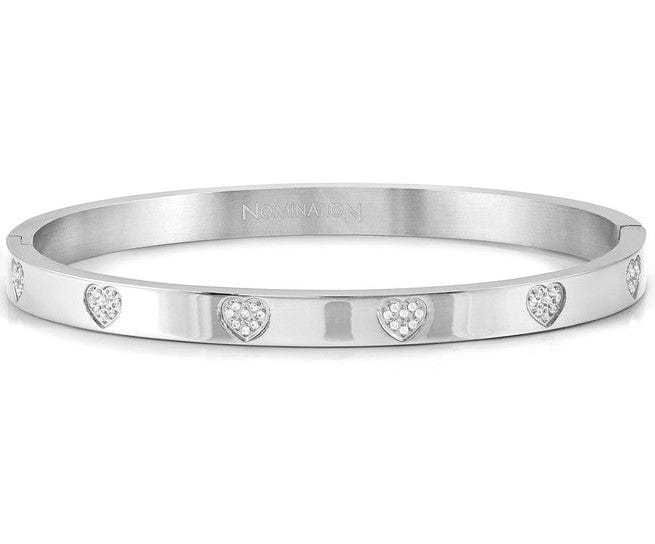 Nomination Italy PRETTY BANGLES bracelet , steel, cz PAVE MEDIUM SIZE Heart