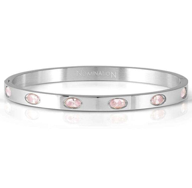 Nomination Italy PRETTY BANGLES New Edition bracelet in steel and 6 oval cz (LARGE SIZE) PINK