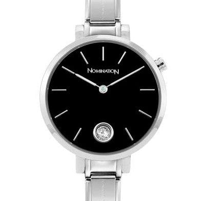 Nomination Italy Watches 076033/012 Paris Round Watch, Black Face & CZ