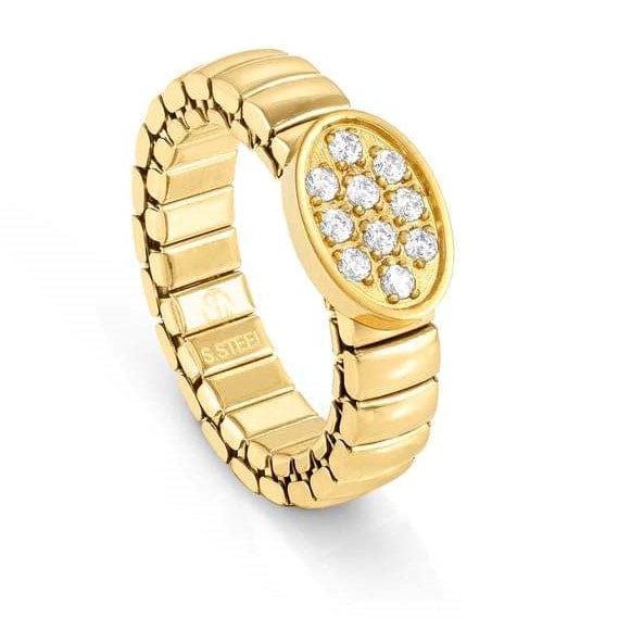Nomination Italy XTE XSMALL ring ed. LIFE,steel and cz fin. YELLOW GOLD Oval