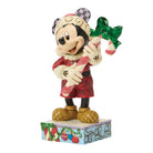 Mickey Mouse figurine holding a candy cane on a white background