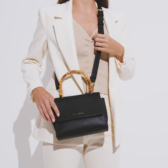 Katie Loxton Black Ezra Bamboo Top Handle Crossbody Bag – Curios Gifts