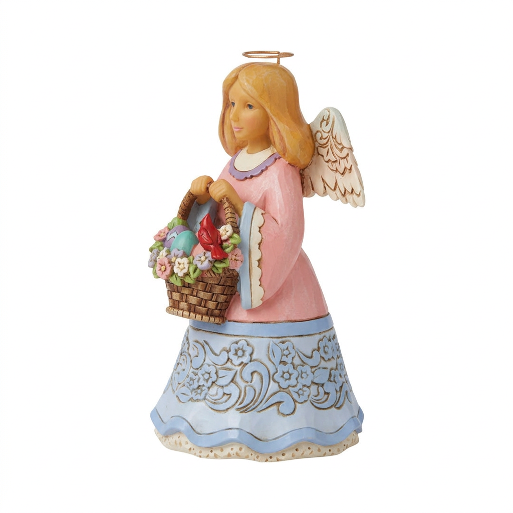 Right-facing angel figurine on a white background