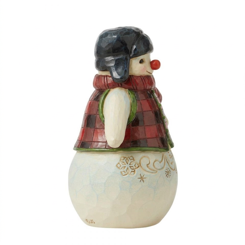 Right-facing snowman on a white background