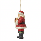Side-view preview of Santa with cardinal ornament