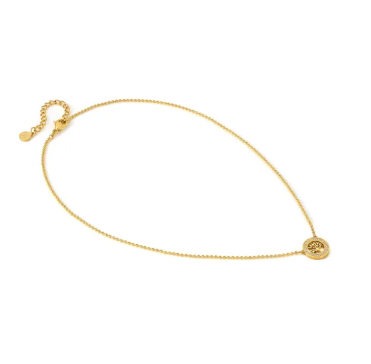 Gold coloured nomination Italy tree of life necklace  on a white background