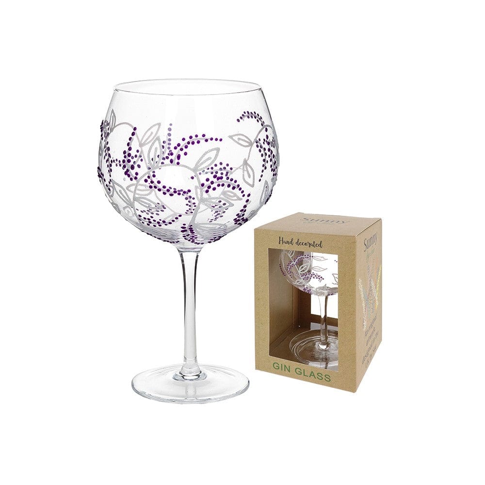 Sunny by Sue Gin Glass Sunny by Sue Hand Decorated Large Gin Glass - Buddleia