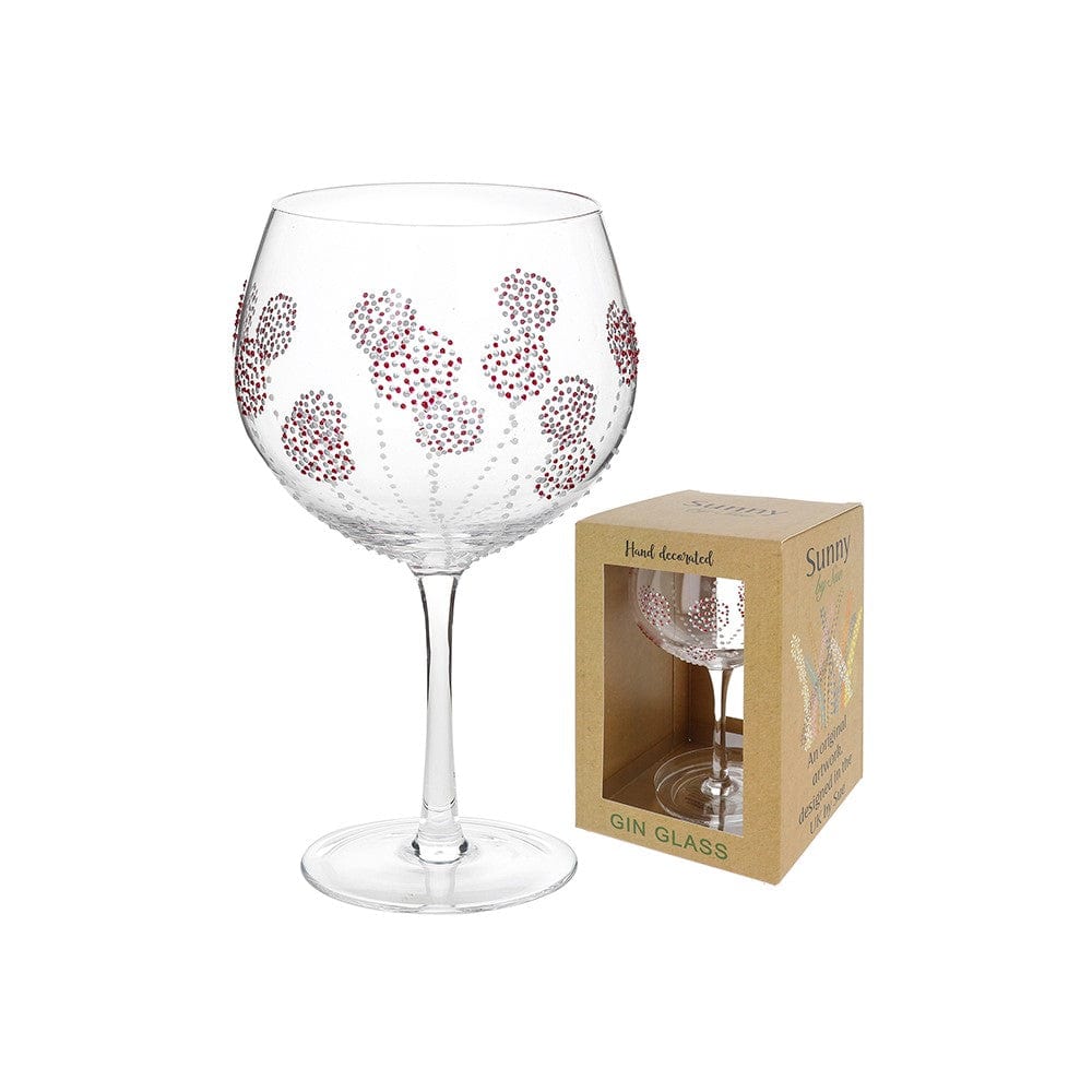Sunny by Sue Gin Glass Sunny by Sue Hand Decorated Large Gin Glass - Fuchsia Burst