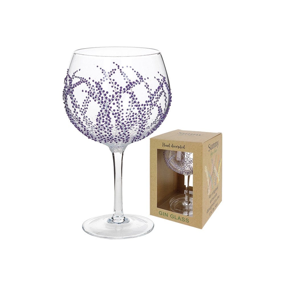 Sunny by Sue Gin Glass Sunny by Sue Hand Decorated Large Gin Glass - Heather