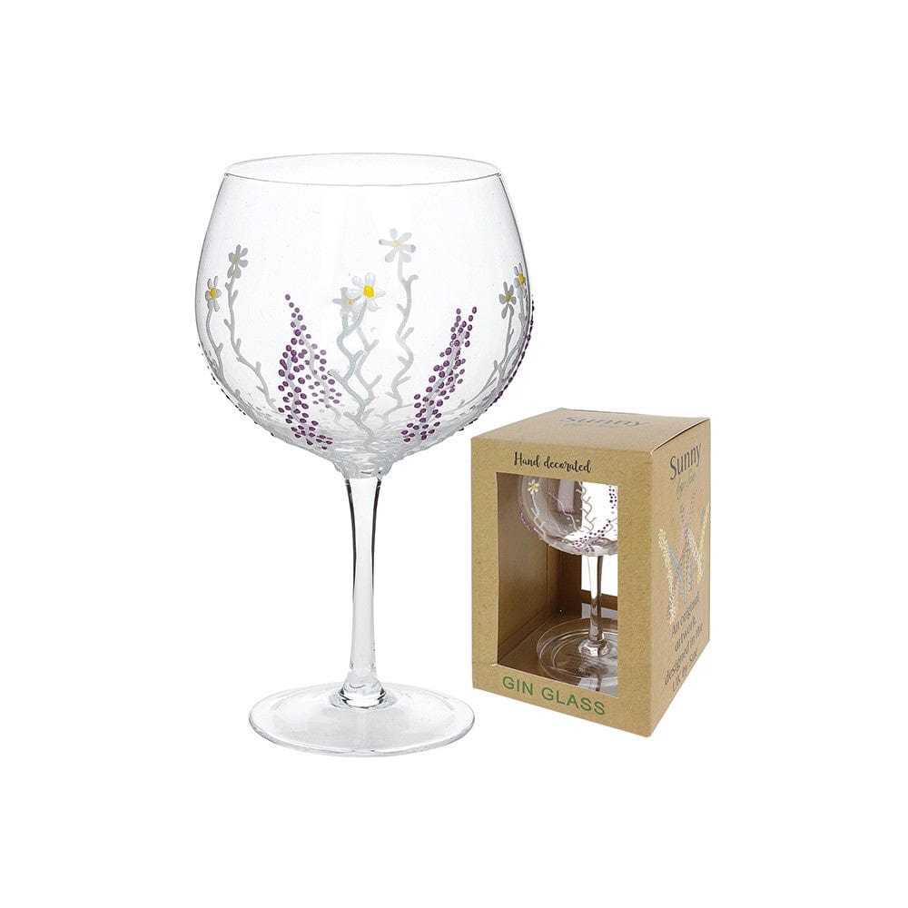 Sunny by Sue Gin Glass Sunny by Sue Hand Decorated Large Gin Glass - Lavender