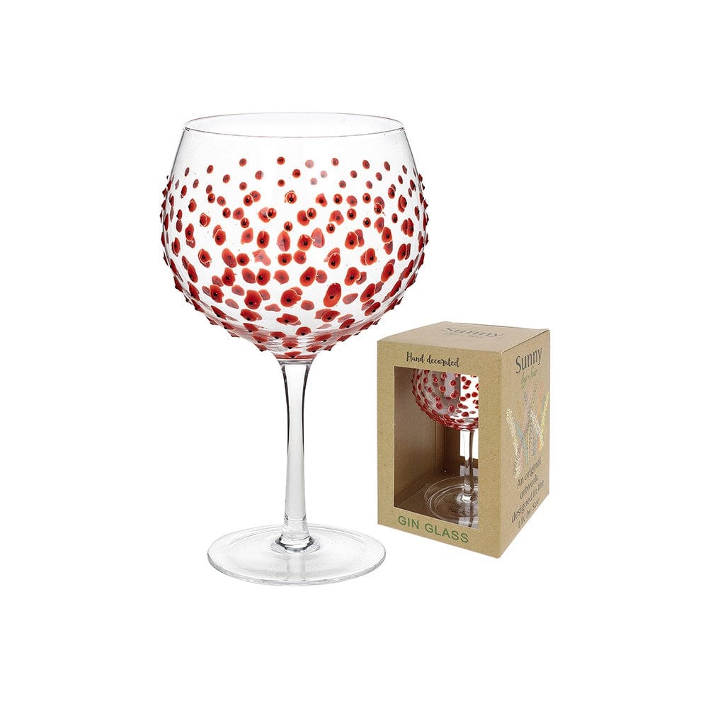 Sunny by Sue Gin Glass Sunny by Sue Hand Decorated Large Gin Glass - Poppy
