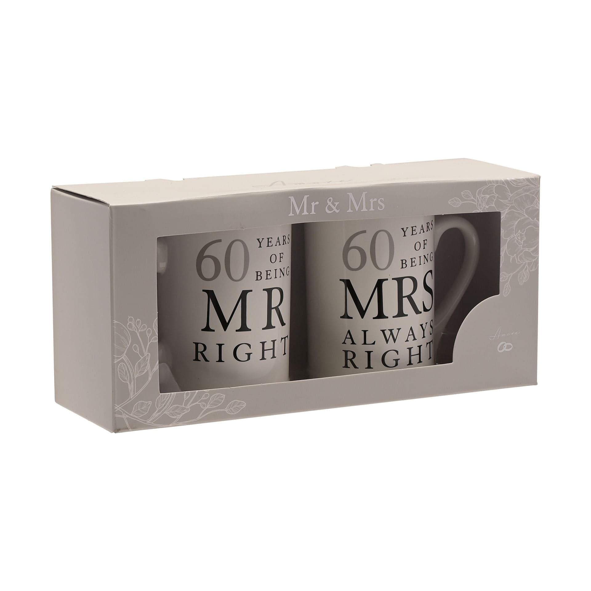 Widdop Mug Amore 60th Anniversary Mug Set - Mr Right Mrs Always Right