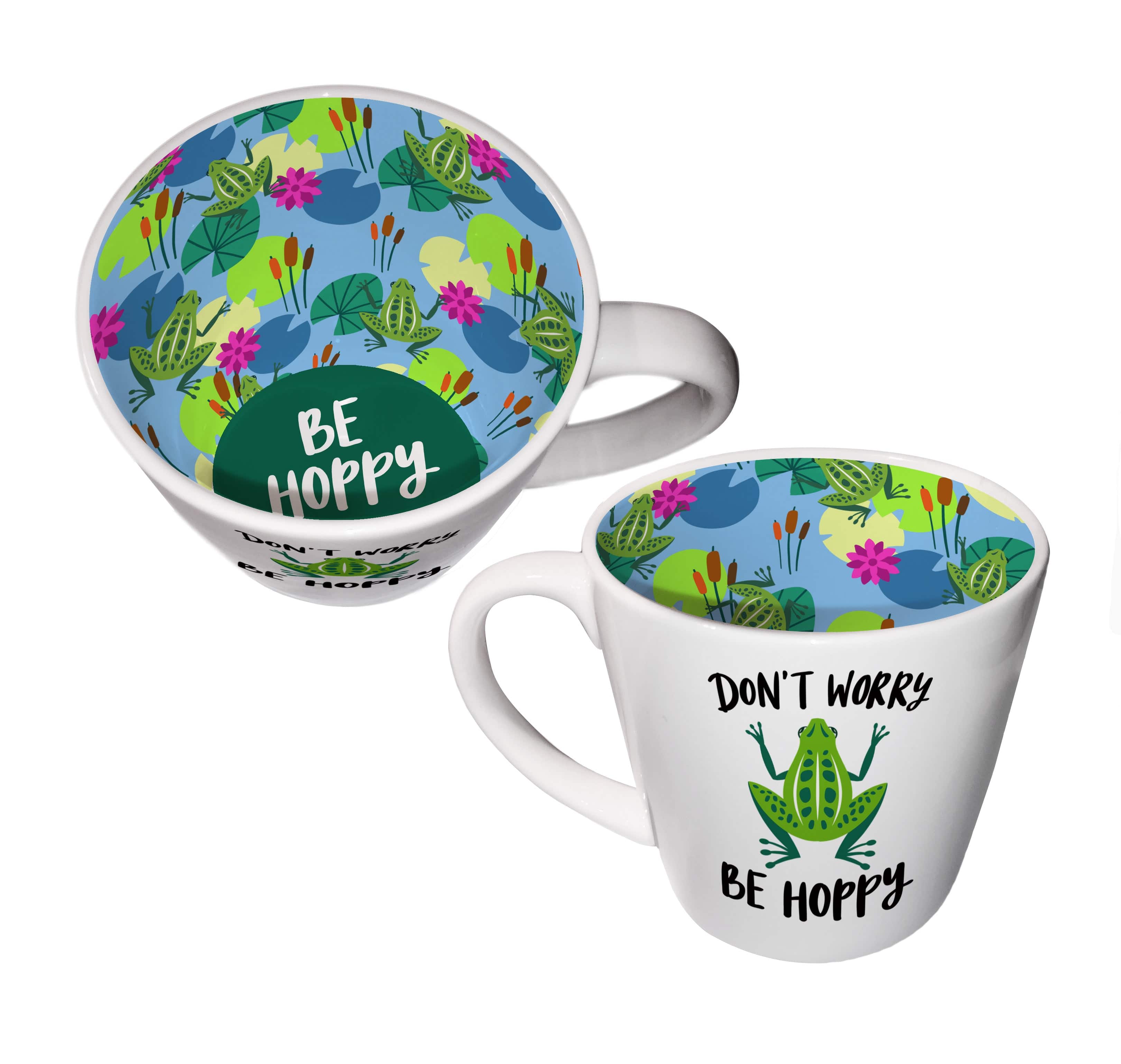 WPL Gifts Mug Inside Out Mug With Gift Box - Don't Worry Be Hoppy (Frog)