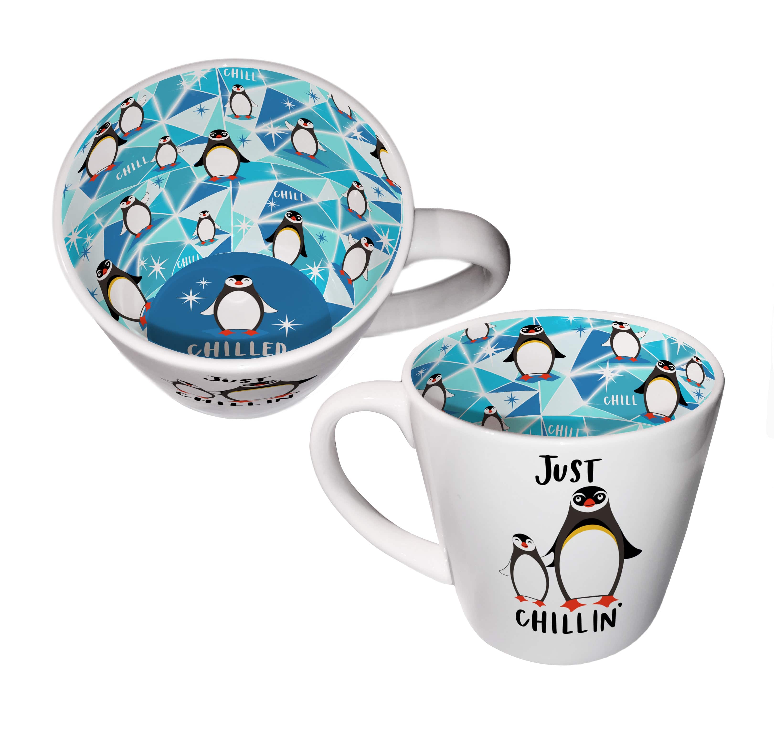 WPL Gifts Mug Inside Out Mug With Gift Box - Just Chillin Penguin