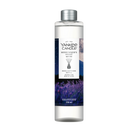 A 250 mL clear bottle of Yankee Candle reed diffuser refill with a silver cap, featuring a label with a lavender field design and the Yankee Candle logo.