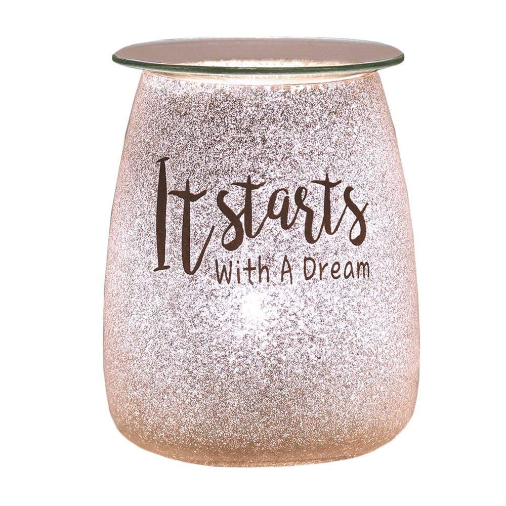 Aroma Accessories Electric Melt Warmer Electric Wax Melt Burner - Glitter Light Up Sentiment - It Starts with a Dream