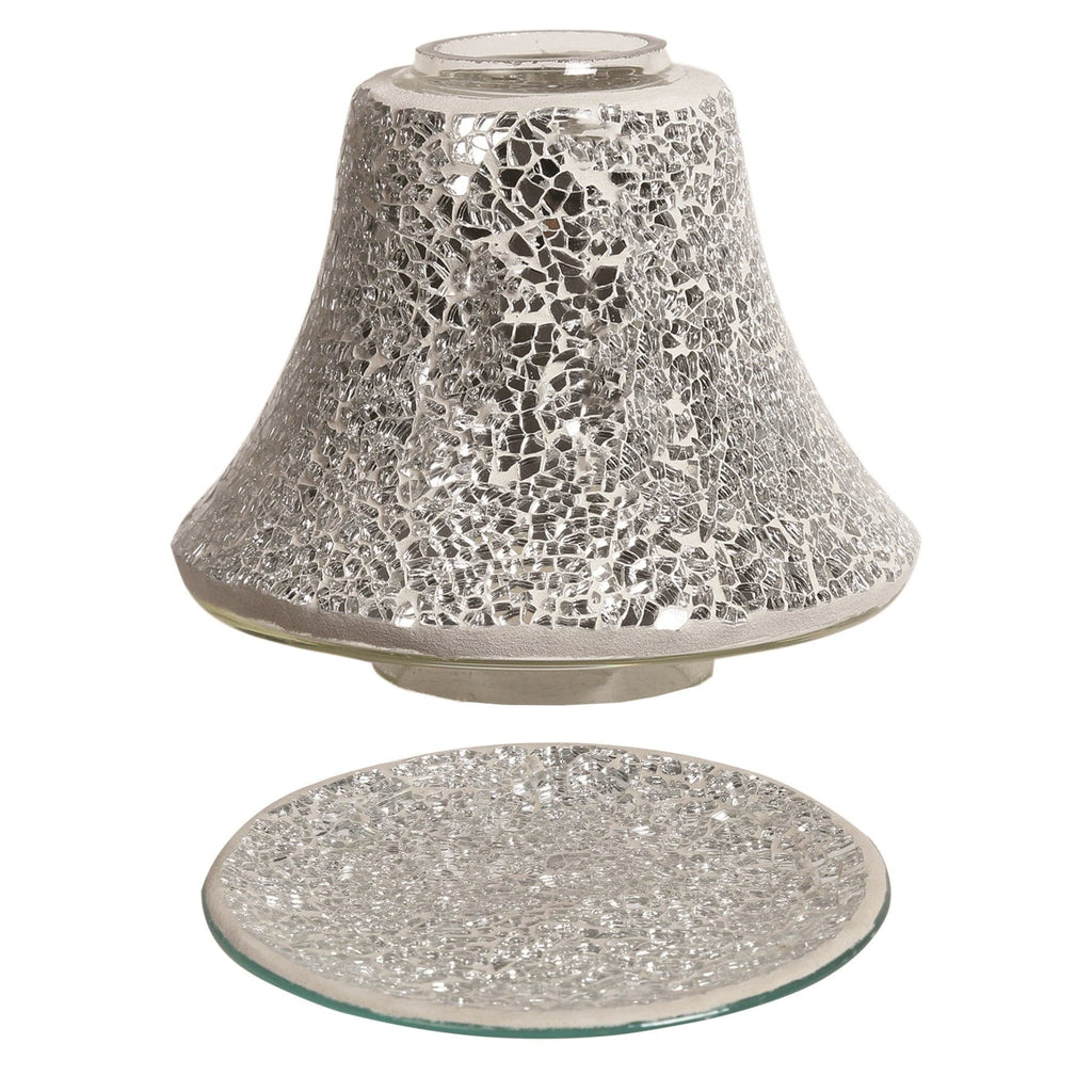 Aroma Accessories Large Shade & Tray Large Jar Candle Shade and Tray Set - Silver Crackle Mosaic