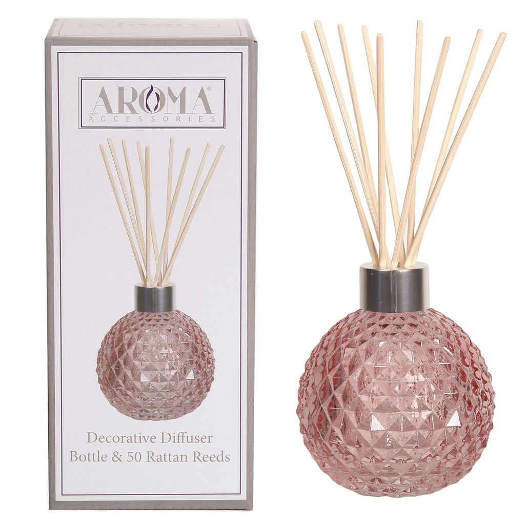 Aroma Accessories Reed Diffuser Reed Diffuser & 50 Rattan Reeds - Pink Lustre Glass