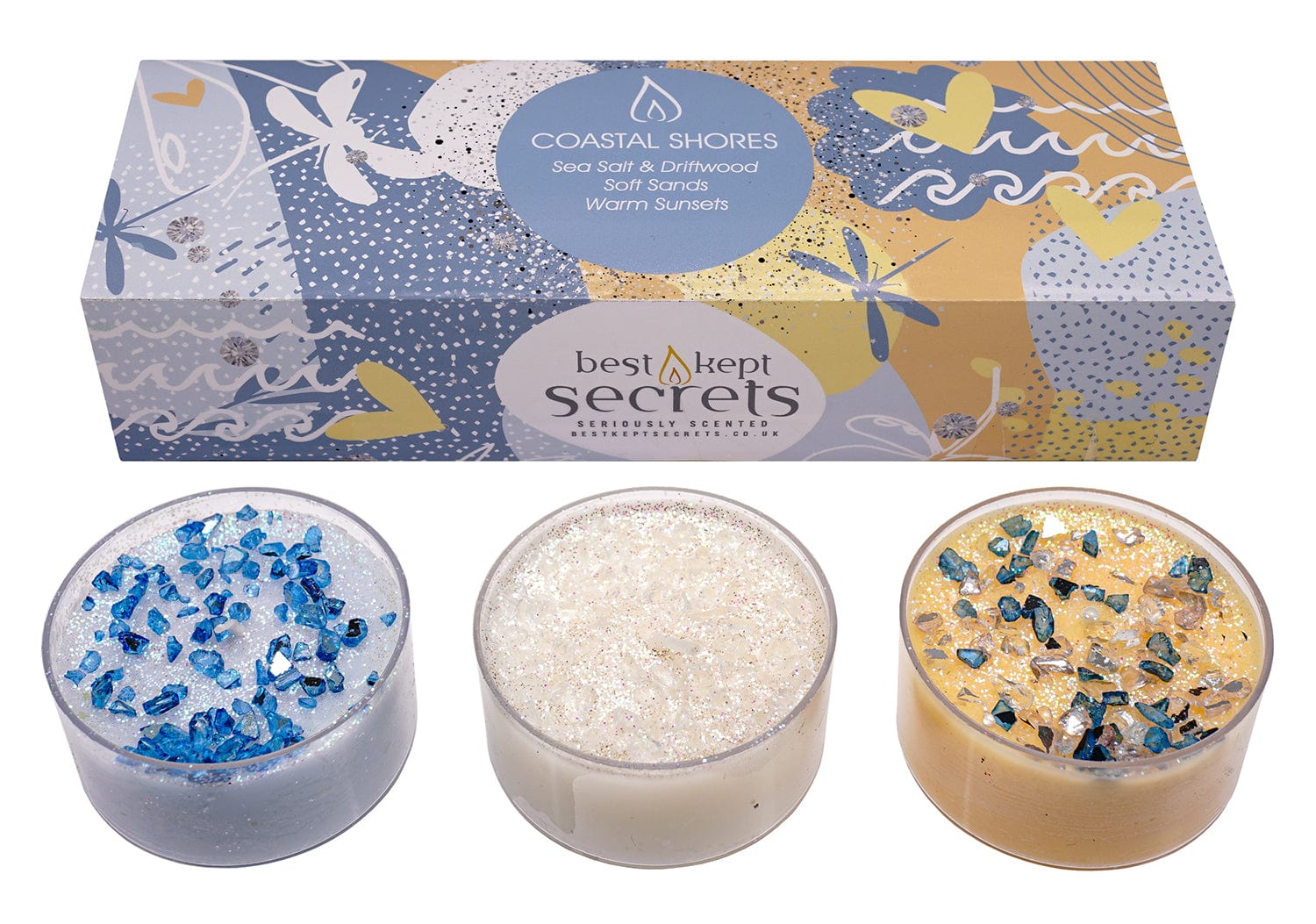 Best Kept Secrets Tealight Gift Set Seriously Scented Three Lites - Coastal Shores Tea Light Gift Box