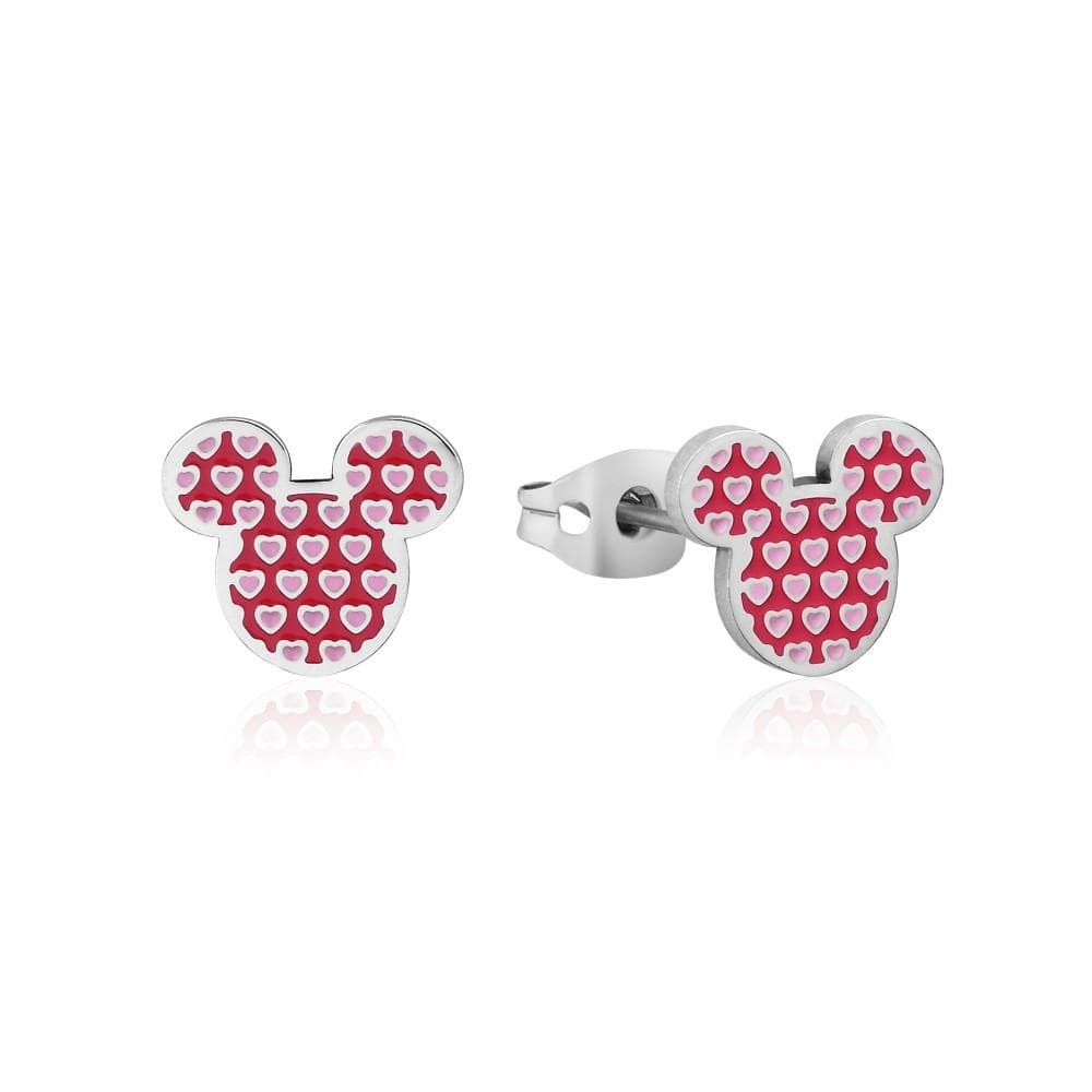 Couture Kingdom Earrings Disney Stud Earrings - Mickey Mouse Head with Love Hearts