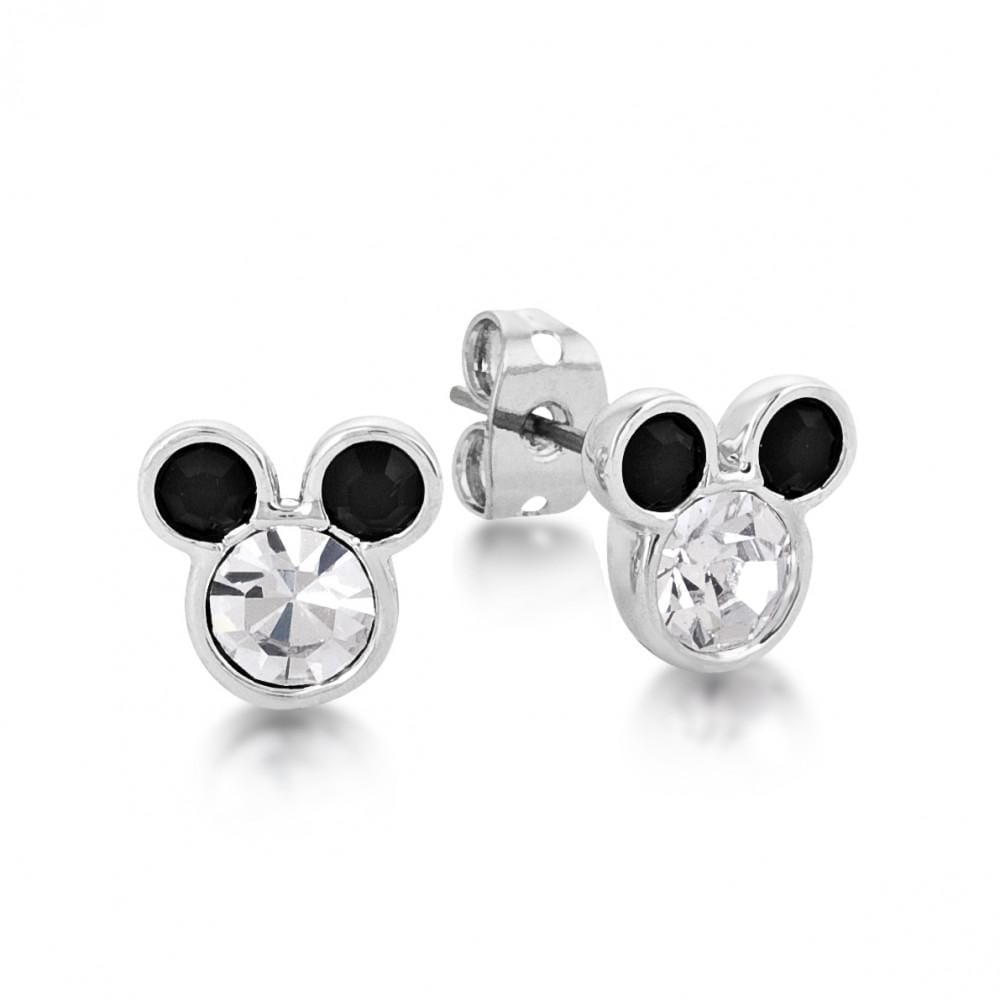 Couture Kingdom Earrings Disney Stud Earrings - Minnie Mouse Rocks - White Gold-Plated & Black Crystal