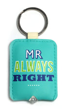 Curios Gifts Keyring Slogans Keylight - Keyring with Built-in LED Torch - Mr Always Right