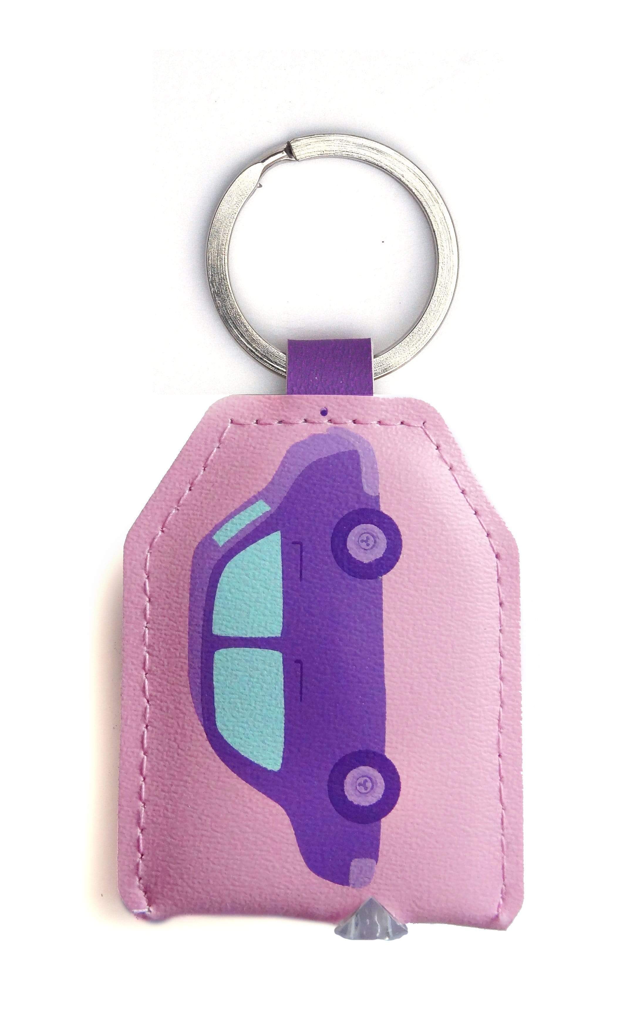 Curios Gifts Keyring Slogans Keylight - Keyring with Built-in LED Torch - Pink Car